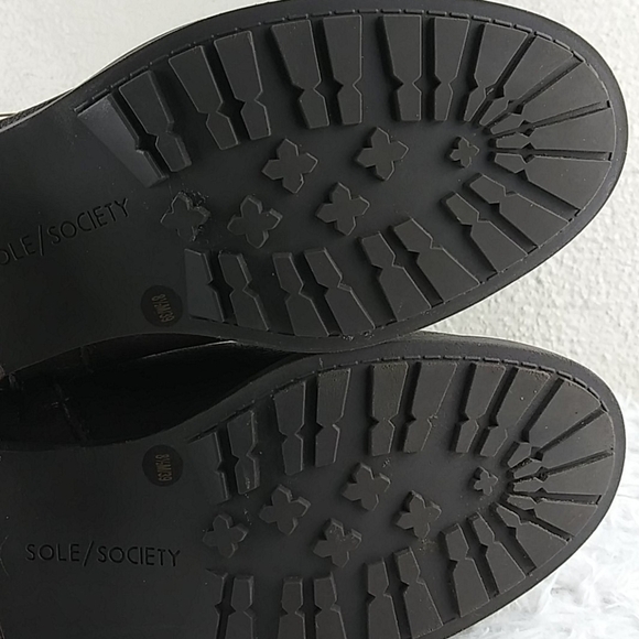 𝅺Sole Society Wylann Brown Leather Almond Toe Block Heel Mid Calf Harness Boot - Picture 10 of 16